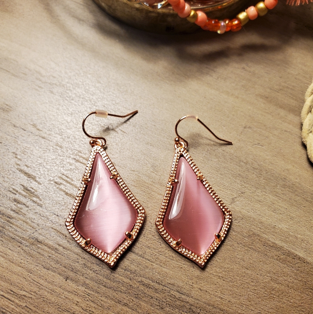 Pink & Rose Gold Drop Earrings